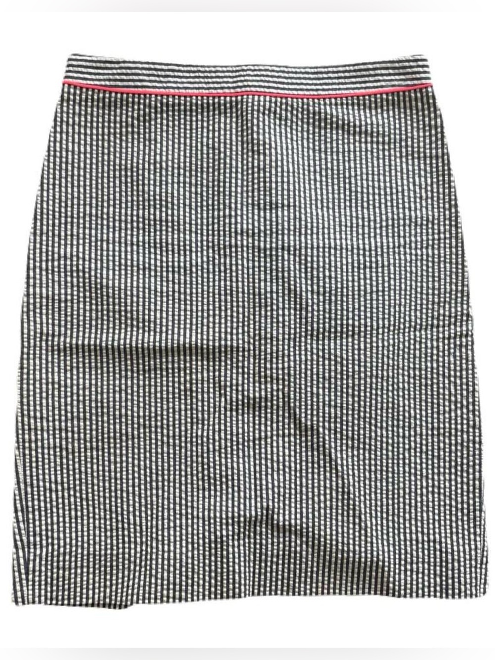 J.Crew The Pencil Skirt Striped old money skirt Seersucker Pink Trim Size S